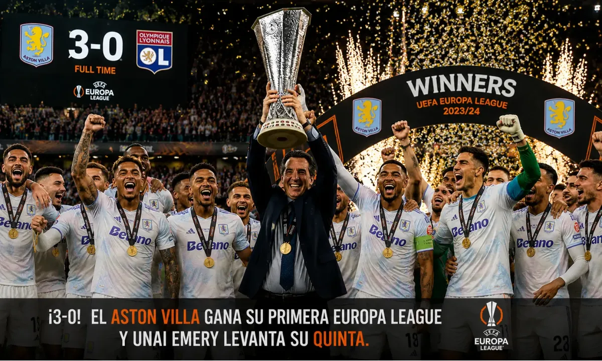 ¡3-0! El Aston Villa gana su primera Europa League y Unai Emery levanta su quinta.