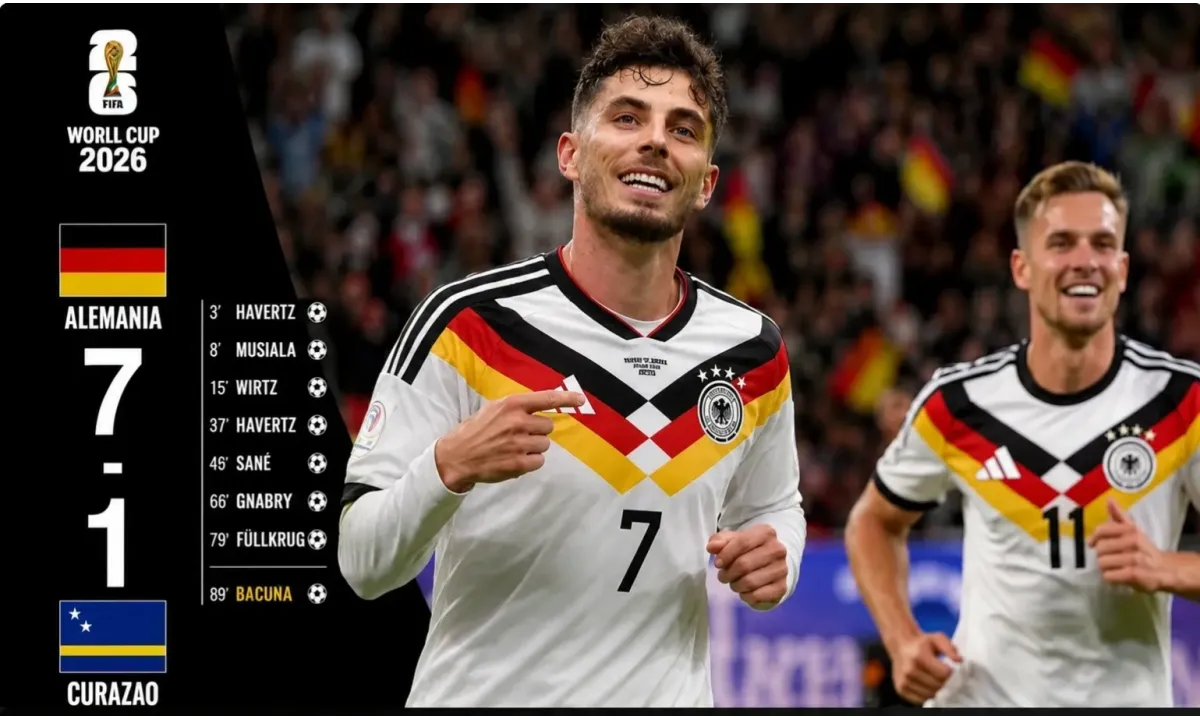 Alemania aplasta 7-1 a Curazao, doblete de Havertz en el debut del Mundial 2026