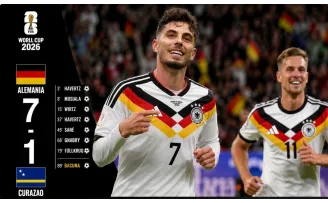 Alemania aplasta 7-1 a Curazao, doblete de Havertz en el debut del Mundial 2026