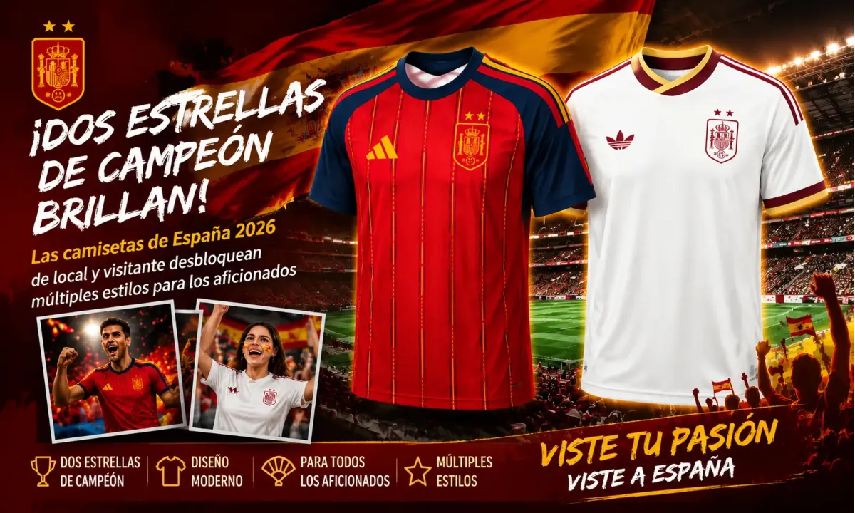 ¡Dos estrellas de campeón brillan! Las camisetas de España 2026 de local y visitante desbloquean múltiples estilos para los aficionados