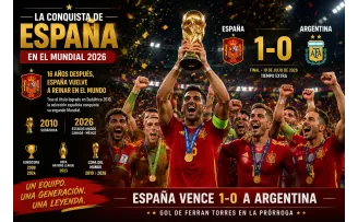 ¡Gol de Ferran Torres en la prórroga! España vence 1-0 a Argentina y conquista el Mundial 16 años después