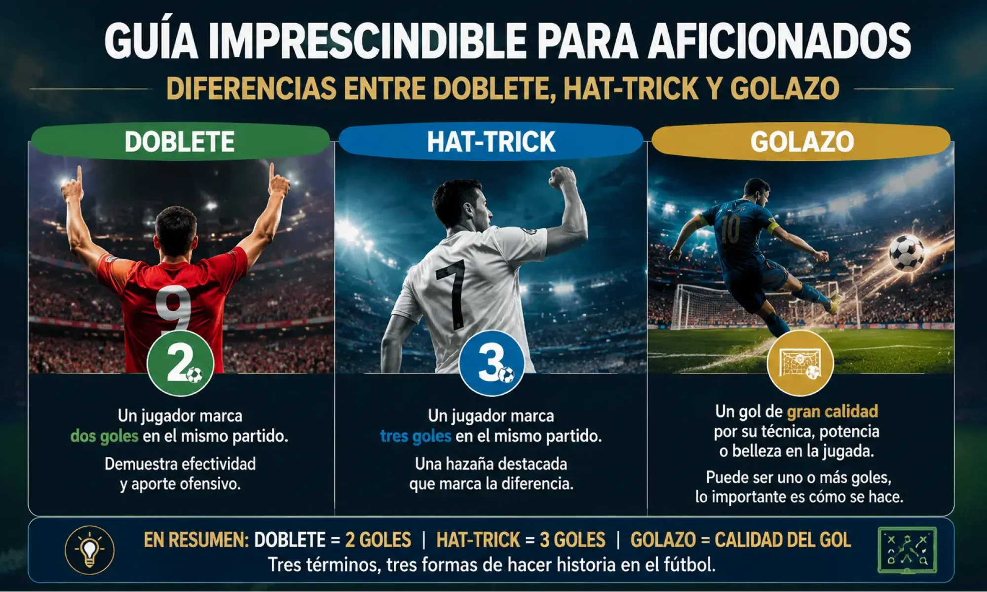 Guía imprescindible para aficionados: diferencias entre doblete, hat-trick y golazo