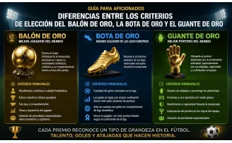 Guía para aficionados: diferencias entre los criterios de elección del Balón de Oro, la Bota de Oro y el Guante de Oro