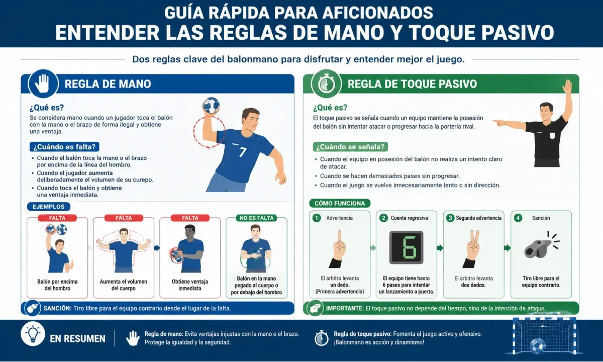 Guía rápida para aficionados: entender las reglas del mano y el toque pasivo