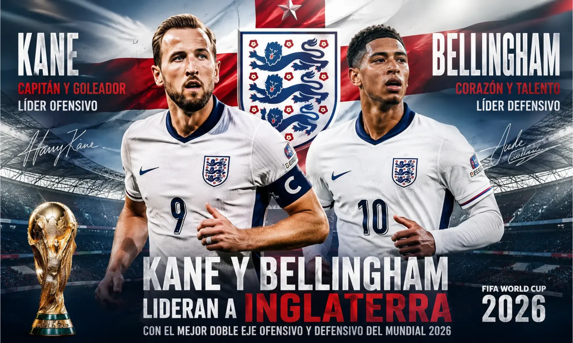 Kane y Bellingham lideran a Inglaterra con el mejor doble eje ofensivo y defensivo del Mundial 2026