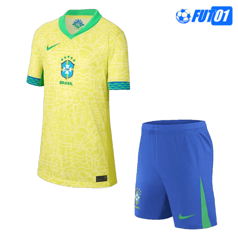 Camiseta Brasil Home 2024 Niño Amarillo