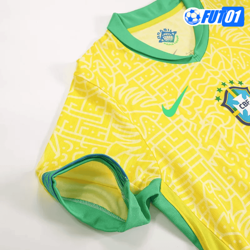 Camiseta Brasil Home 2024 Versión Jugador Amarillo