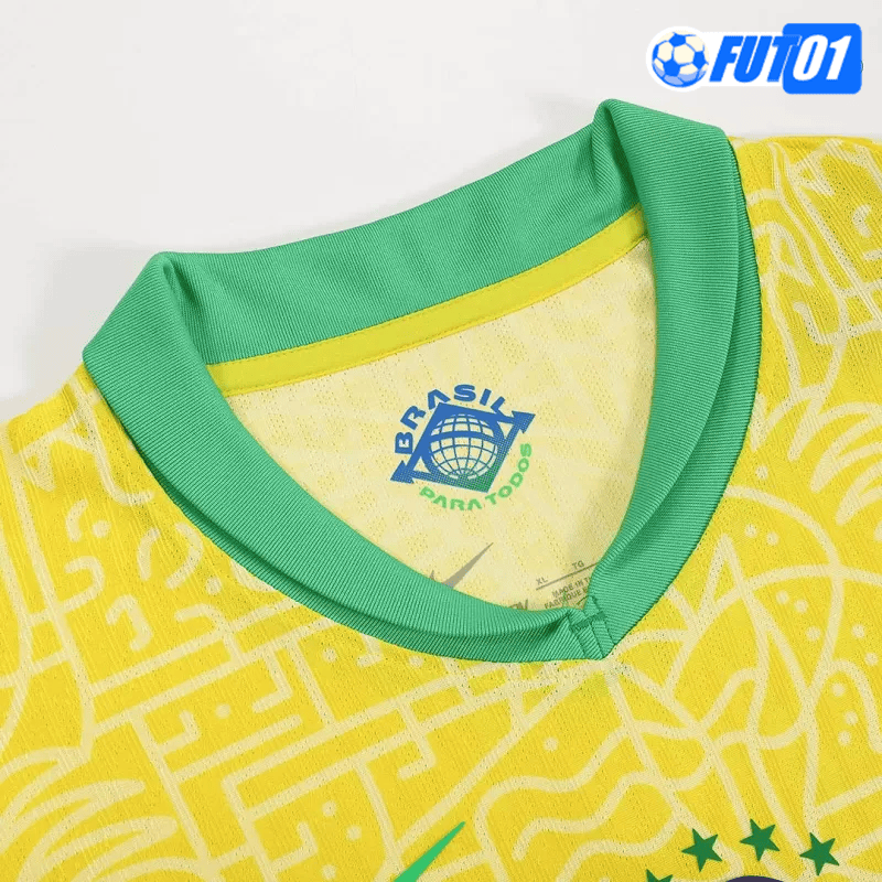 Camiseta Brasil Home 2024 Versión Jugador Amarillo