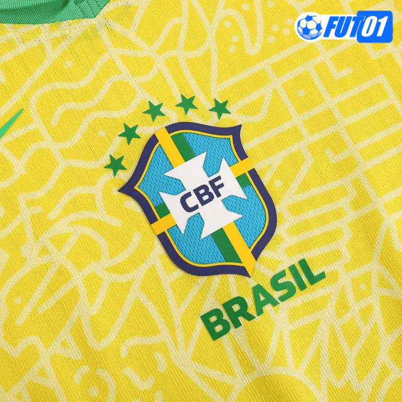 Camiseta Brasil Home 2024 Versión Jugador Amarillo