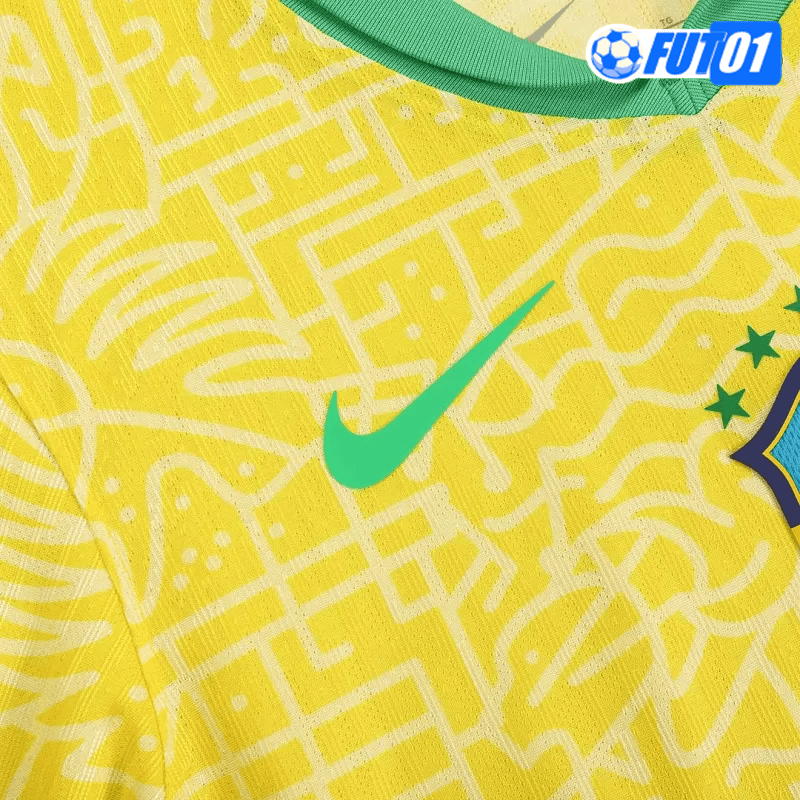 Camiseta Brasil Home 2024 Versión Jugador Amarillo