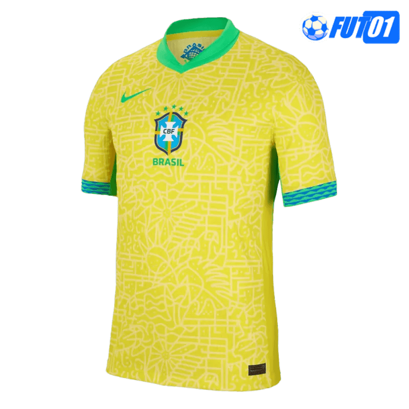 Camiseta Brasil Home 2024 Versión Jugador Amarillo