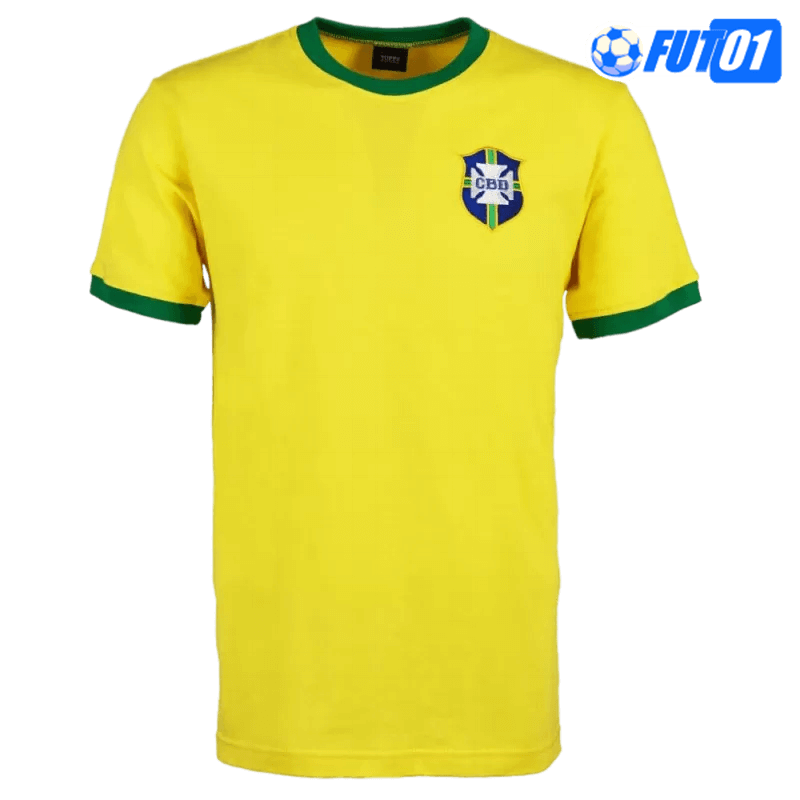 Camiseta Retro Brasil Home 1970 Amarillo