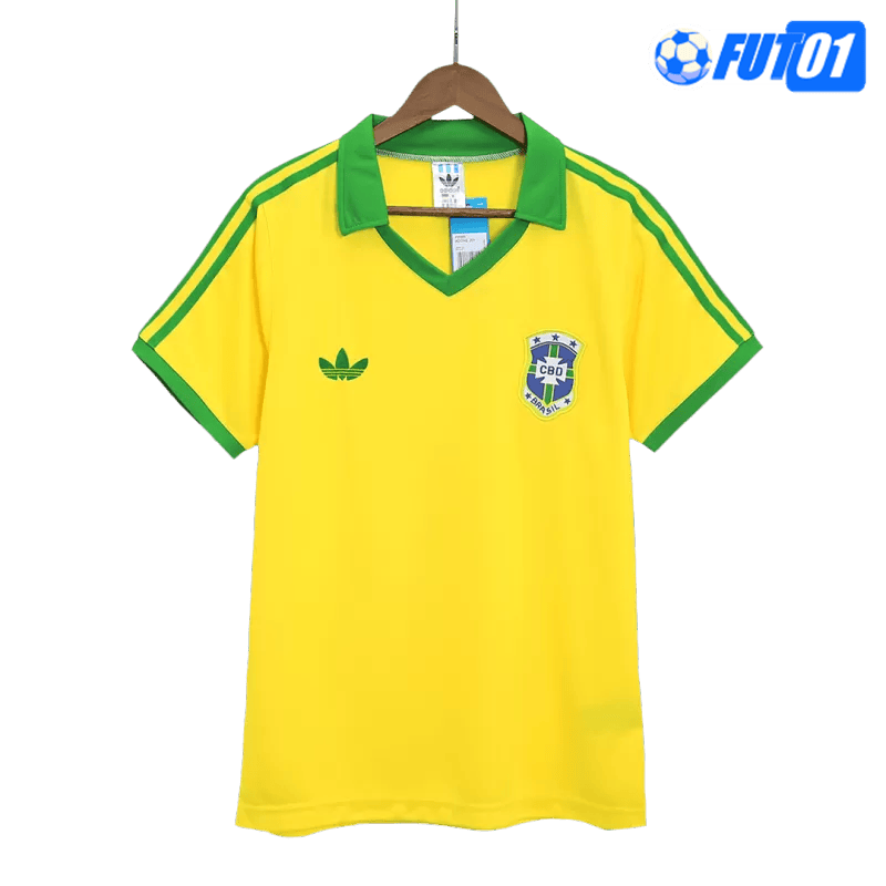 Camiseta Retro Brasil Home 1977 Amarillo