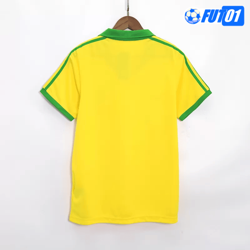 Camiseta Retro Brasil Home 1977 Amarillo