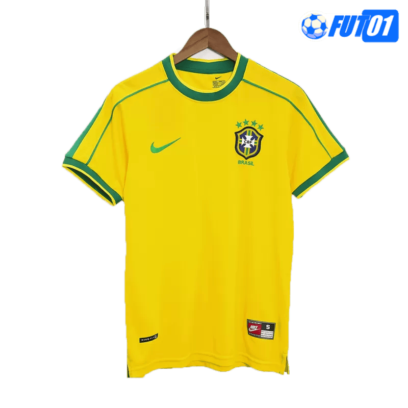 Camiseta Retro Brasil Home 1998 Amarillo