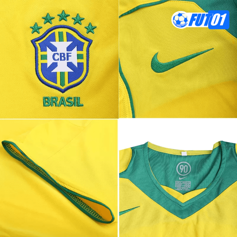 Camiseta Retro Brasil Home 2004 Amarillo