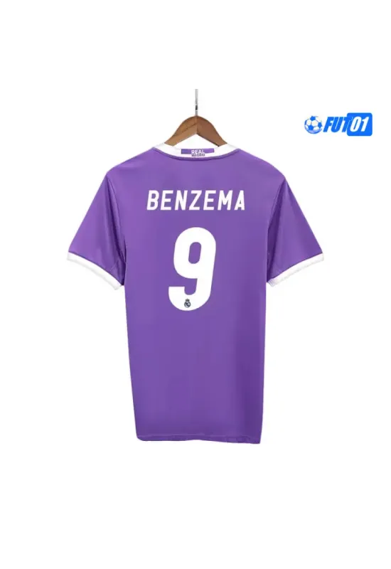 Camiseta BENZEMA 9 Calidad THAI Real Madrid Segunda Equipación 2016/17 Retro