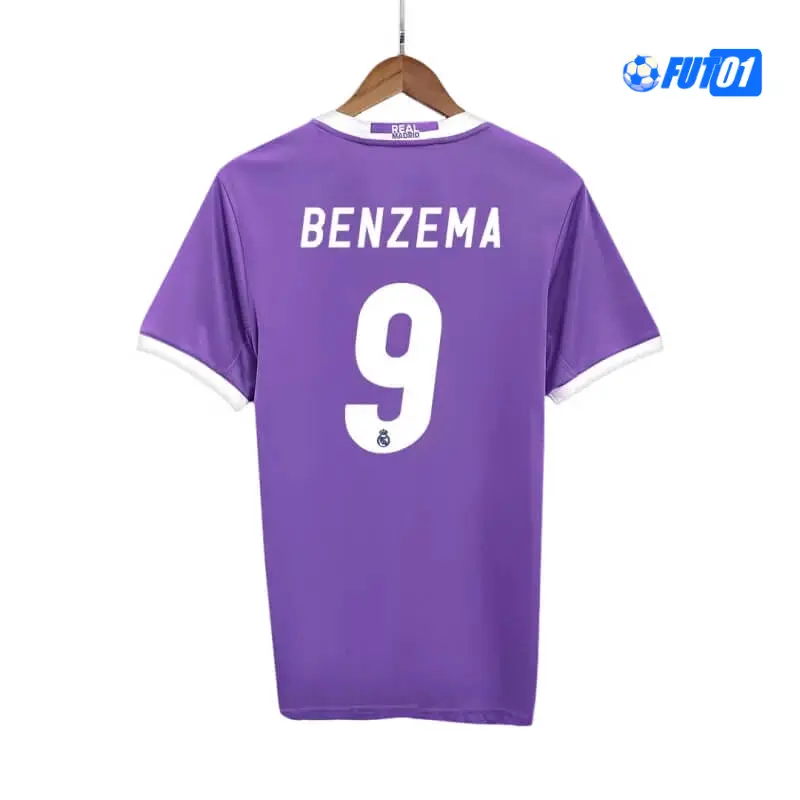 Camiseta BENZEMA 9 Calidad THAI Real Madrid Segunda Equipación 2016/17 Retro