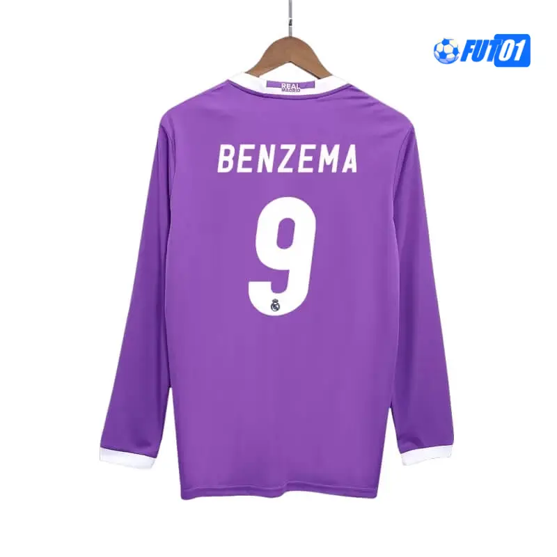 Camiseta BENZEMA 9 Replica Real Madrid Visitante Segunda Equipación 2016/17 Vintage ML