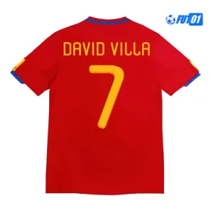 Camiseta DAVID VILLA 7 Futbol España Local Primera Equipación 2010 Antigua