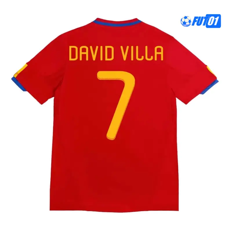 Camiseta DAVID VILLA 7 Futbol España Local Primera Equipación 2010 Antigua