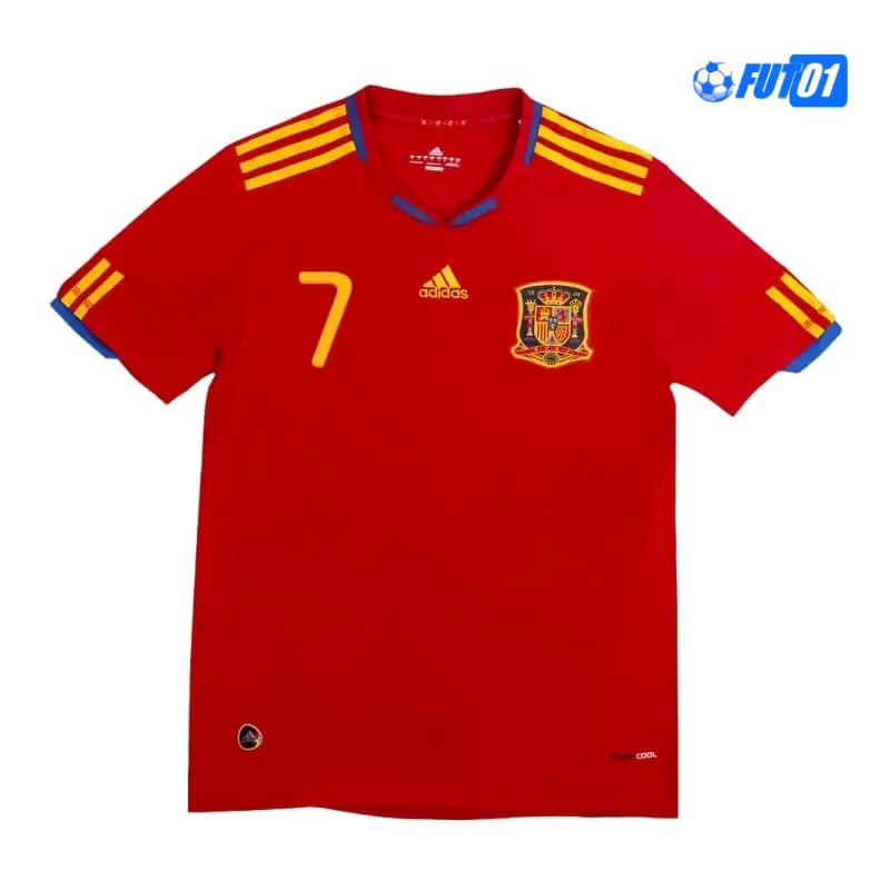 Camiseta DAVID VILLA 7 Futbol España Local Primera Equipación 2010 Antigua