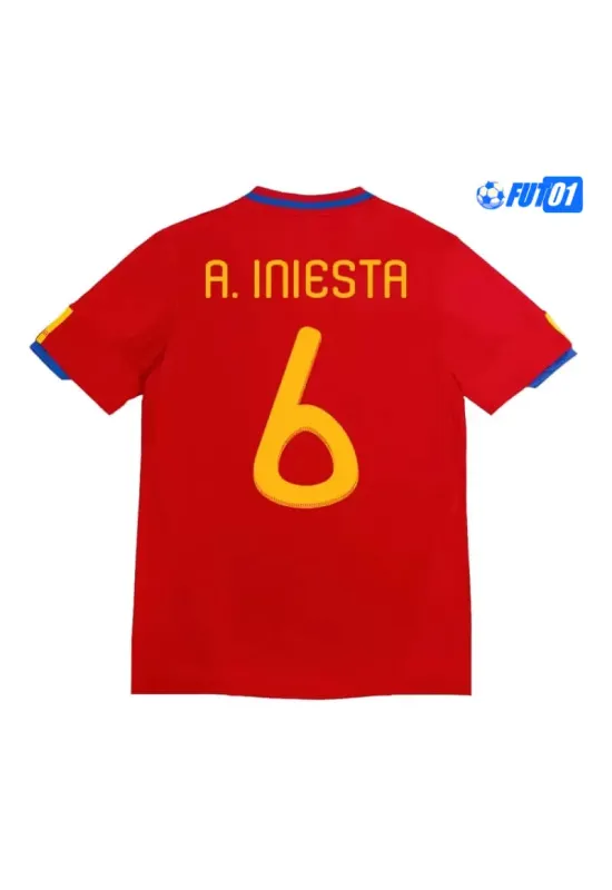 Camiseta A.INIESTA 6 Calidad Premium España Home 2010 Vintage
