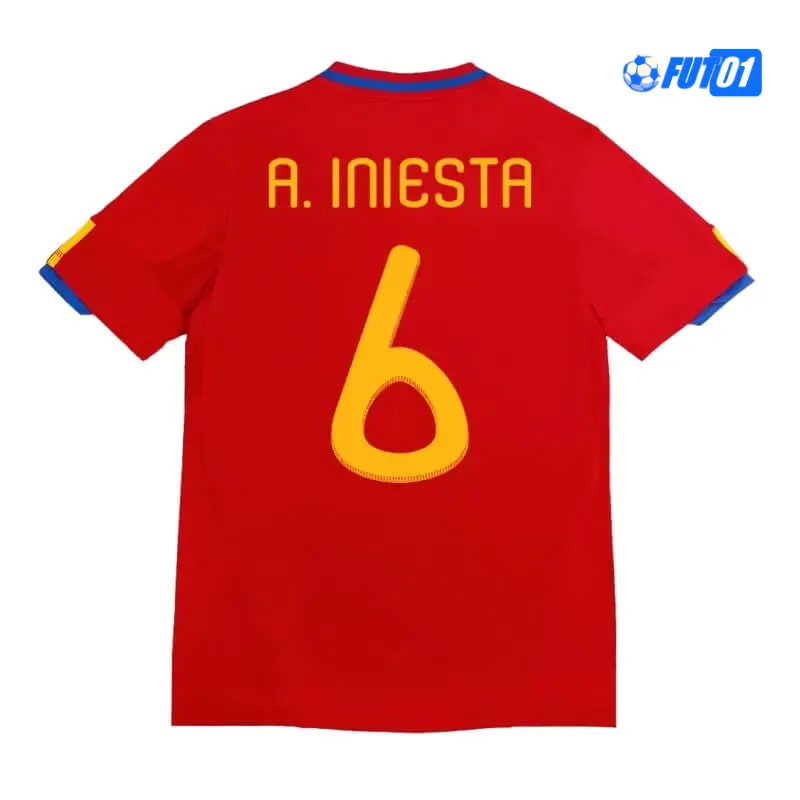 Camiseta A.INIESTA 6 Calidad Premium España Home 2010 Vintage
