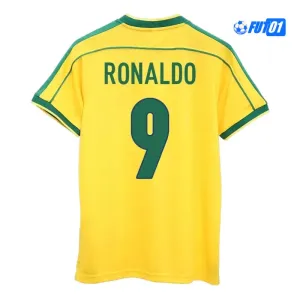 Camiseta RONALDO 9 Futbol Brasil Home Primera Equipación 1998 Retro