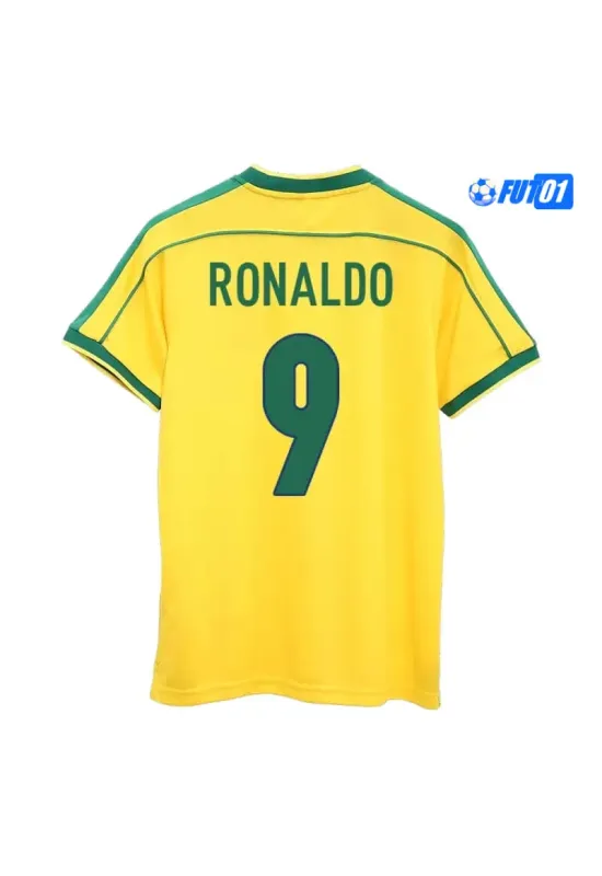 Camiseta RONALDO 9 Futbol Brasil Home Primera Equipación 1998 Retro