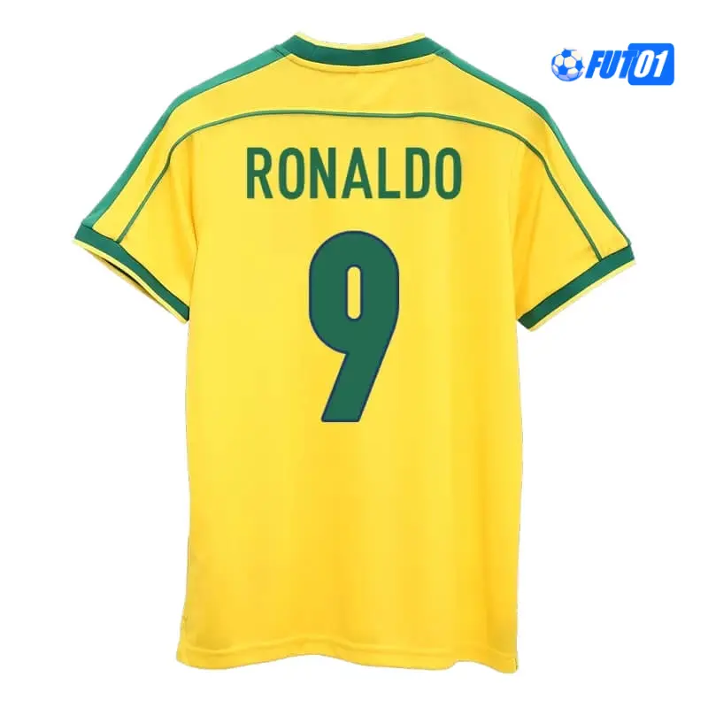 Camiseta RONALDO 9 Futbol Brasil Home Primera Equipación 1998 Retro