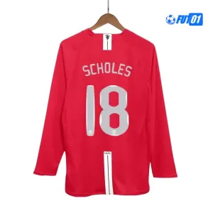 Camiseta SCHOLES 18 Calidad THAI Manchester United Local 2007/08 Clasico ML