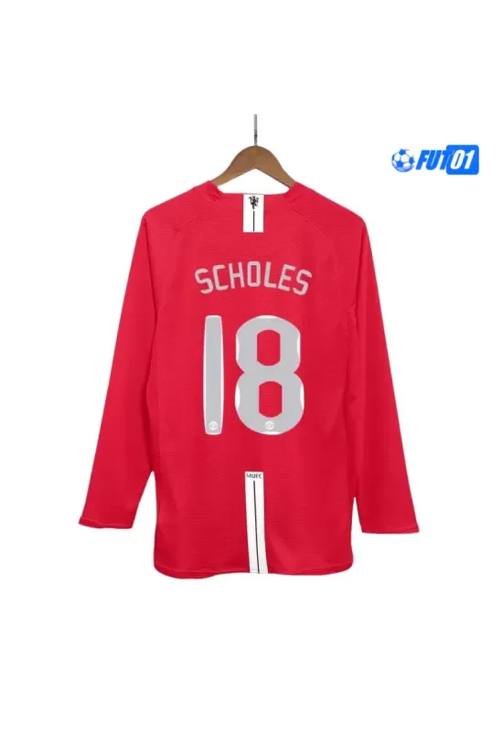 Camiseta SCHOLES 18 Calidad THAI Manchester United Local 2007/08 Clasico ML