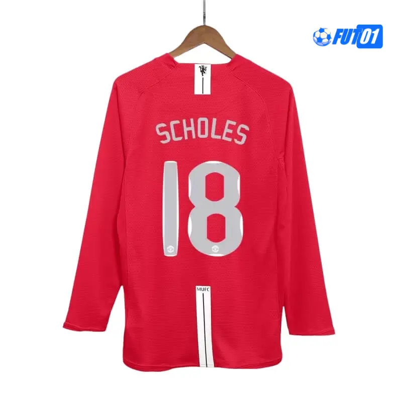 Camiseta SCHOLES 18 Calidad THAI Manchester United Local 2007/08 Clasico ML