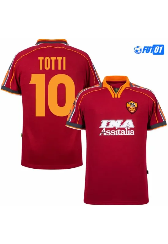 Camiseta TOTTI 10 Futbol AS Roma Local Primera Equipación 1998/99  Retro Clasico