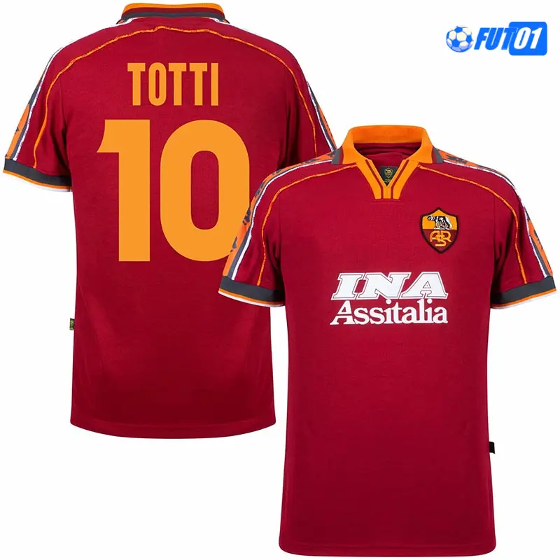 Camiseta TOTTI 10 Futbol AS Roma Local Primera Equipación 1998/99  Retro Clasico