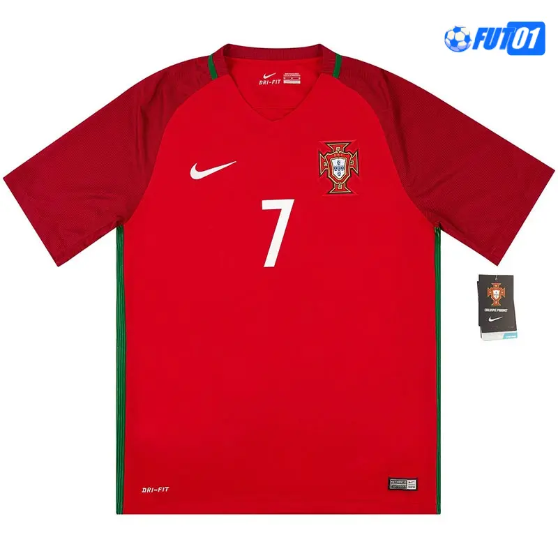 Camiseta RONALDO 7 Replica Portugal Local Primera Equipación 2016 Antigua