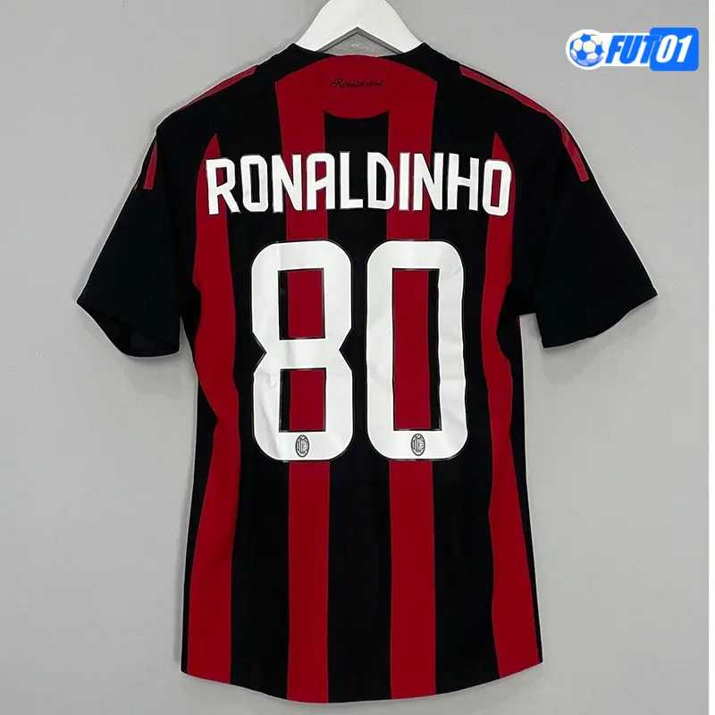 Camiseta RONALDINHO 80 Barata AC Milán Local Primera Equipación 2008/09 Vintage
