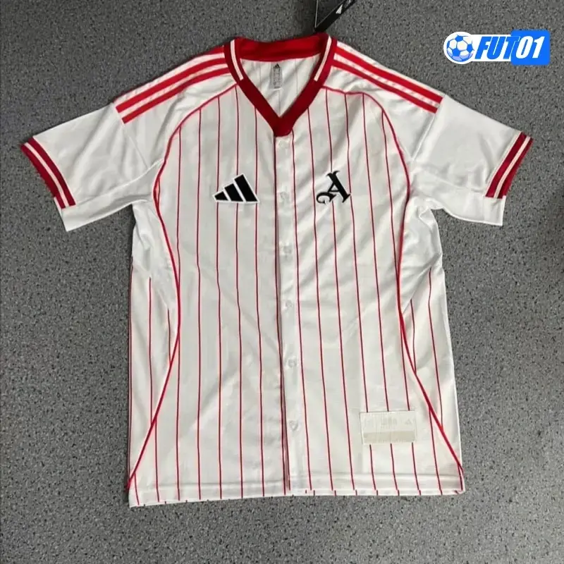 Camiseta Futbol Arsenal 2025/26 Baseball Shirt Blanco/Rojo