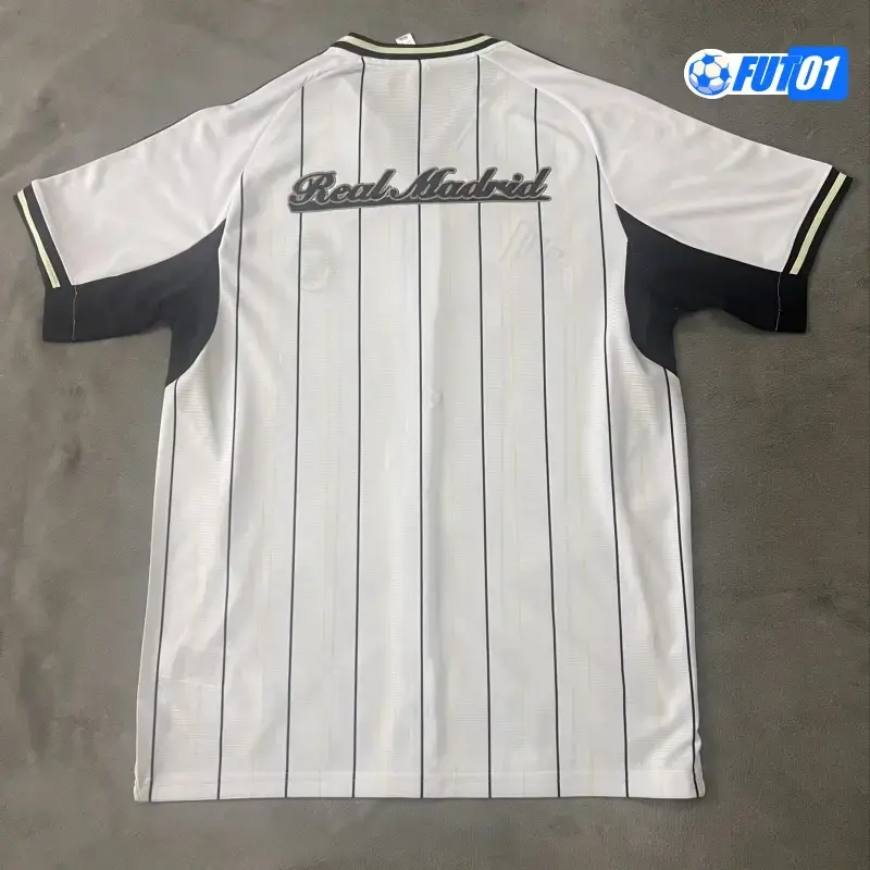 Camiseta Futbol Real Madrid 2025/26 Baseball Shirt Blanco/Azul Marino