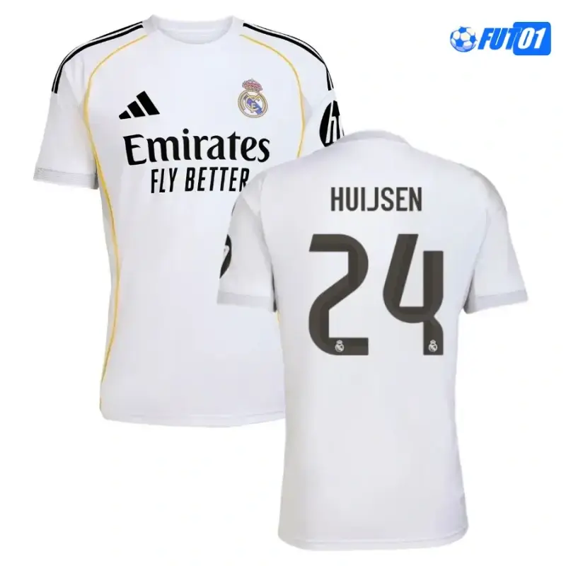 Camiseta Barata HUIJSEN 24 Real Madrid Home Primera Equipación 2025/26