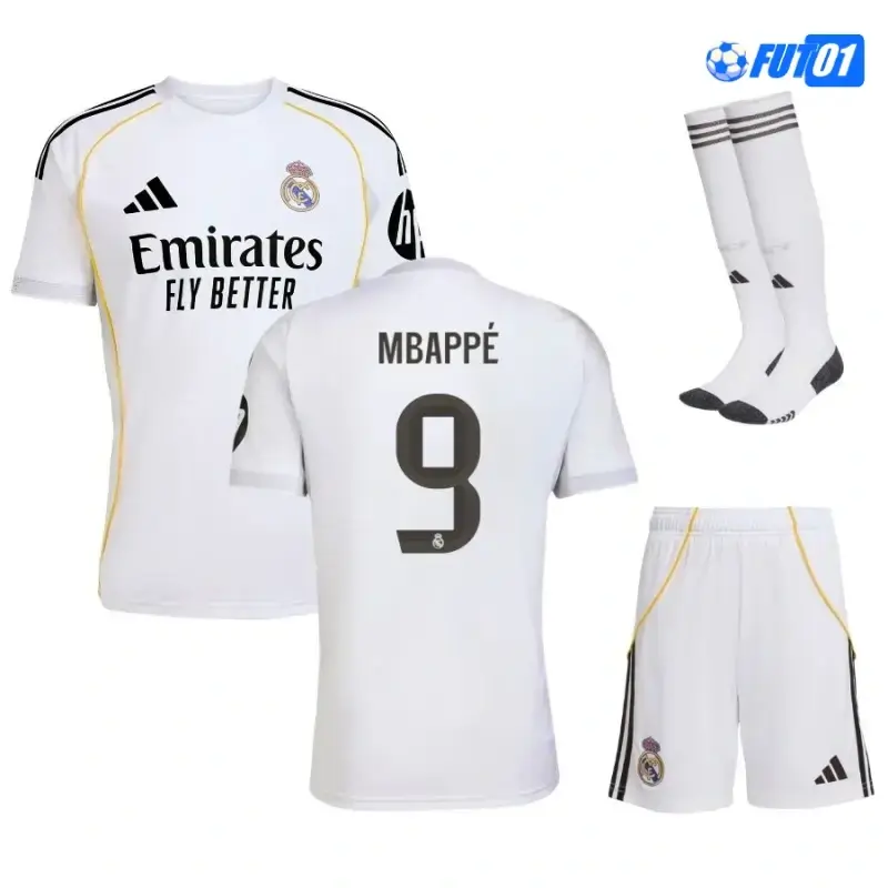 Camiseta Futbol MBAPPÉ 9 Real Madrid Home 2025/26 Niño