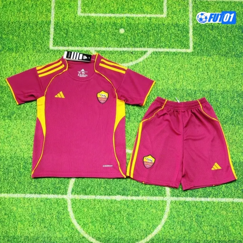 Camiseta Calidad Premium AS Roma Primera Equipación 2025/26(Camiseta + Pantalón Corto)