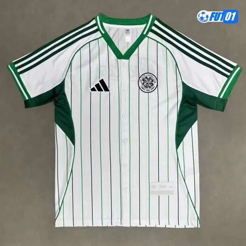 Camiseta Calidad Premium Celtic 2025/26 Baseball Shirt Blanco