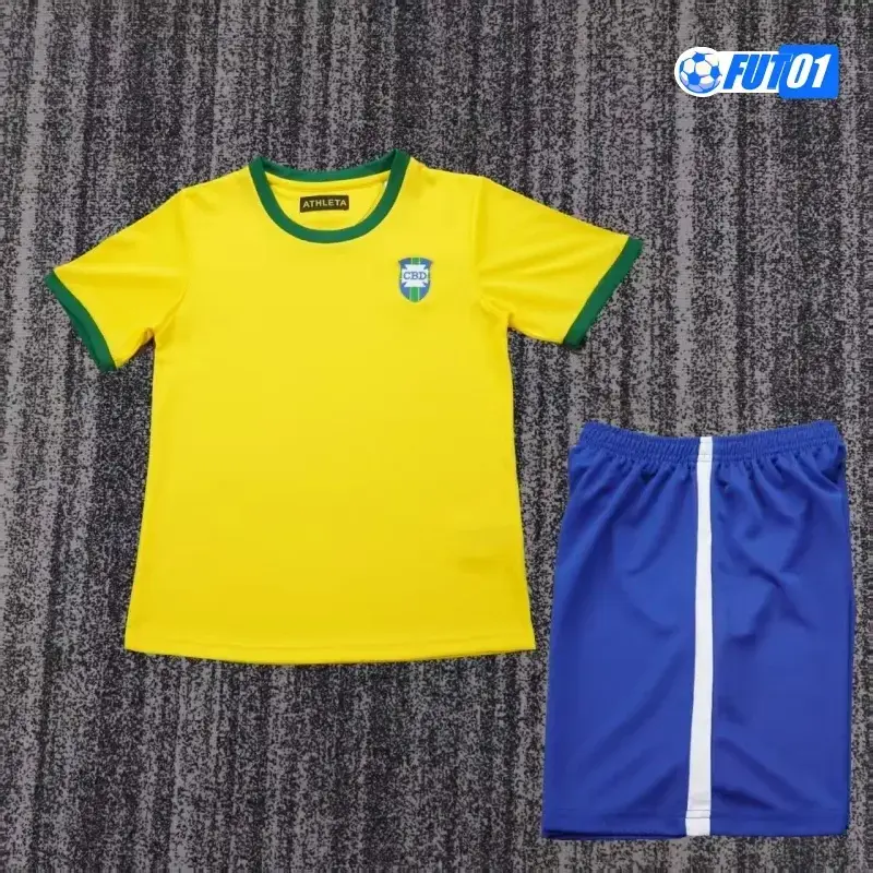 Camiseta Barata Brasil 1970 Antigua Niño Amarillo
