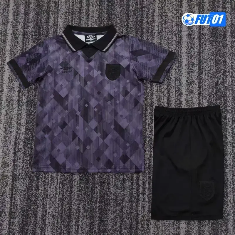 Camiseta Replica Inglaterra 1990 Vintage Edición Especial Negro/Gris Niño