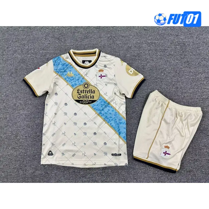 Camiseta Futbol Deportivo de La Coruña Tercera Equipación 2025/2026 Niño con Parche La Liga