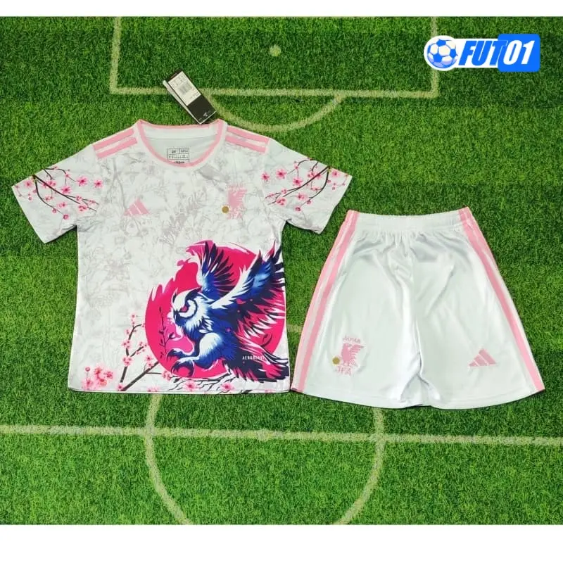 Camiseta Japón 2026 Edición Especial con Estampado de Búho Blanco/Rosa Niño