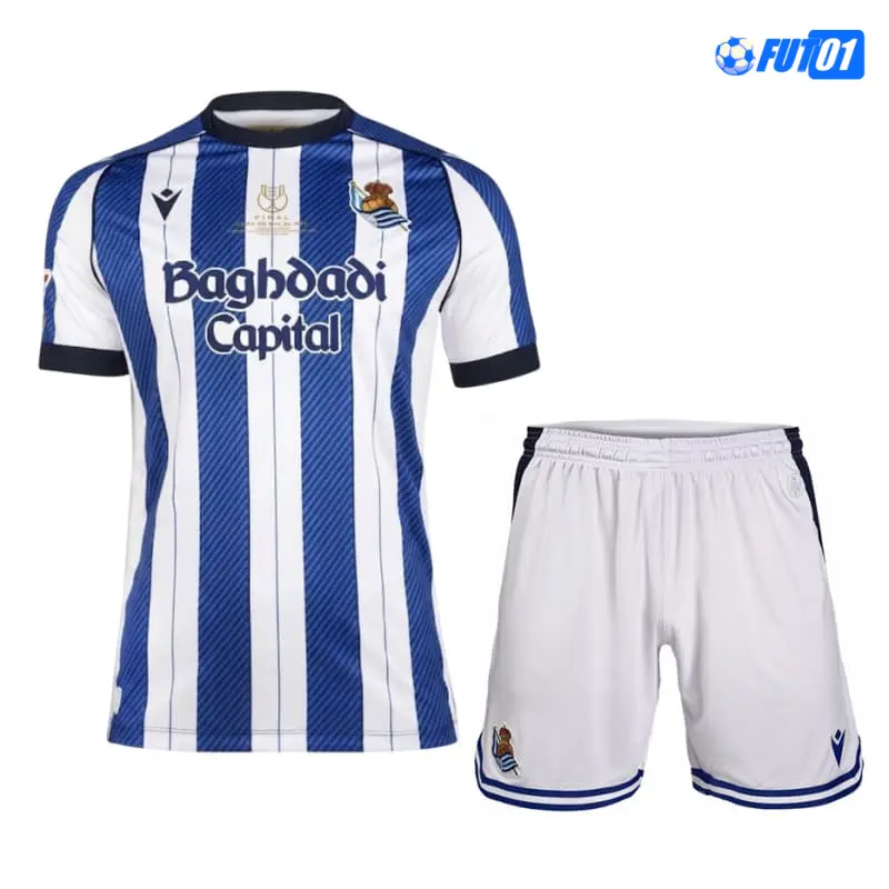 Camiseta Real Sociedad Home 2025/2026 Edición Final Copa del Rey Niño