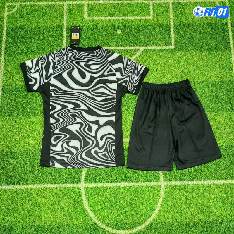Camiseta de Portero Brasil Hollywood Mundial 2026 Negro/Blanco Niño